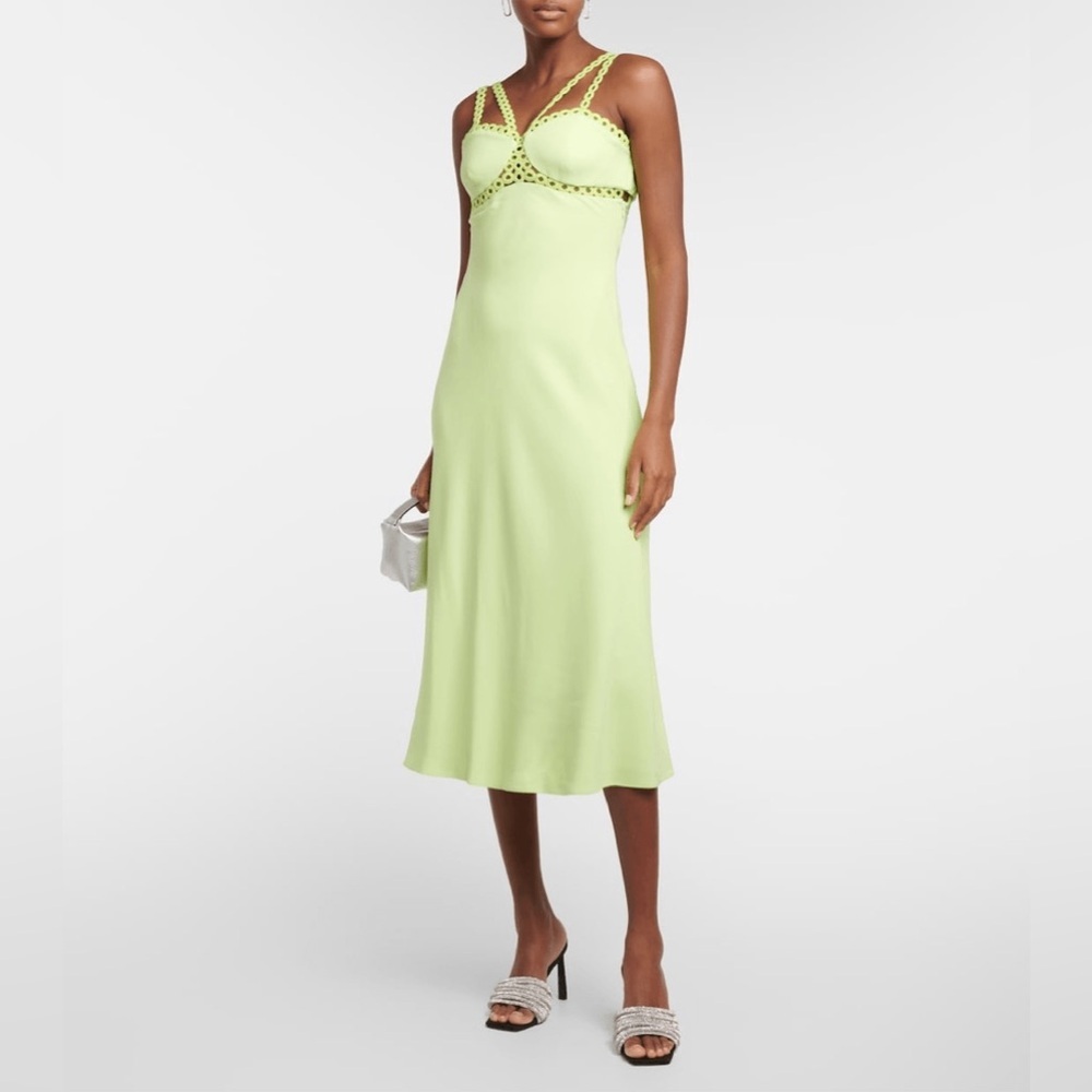Jonathan Simkhai Sevilla Cady Midi Dress in Lime Green - Size 2
